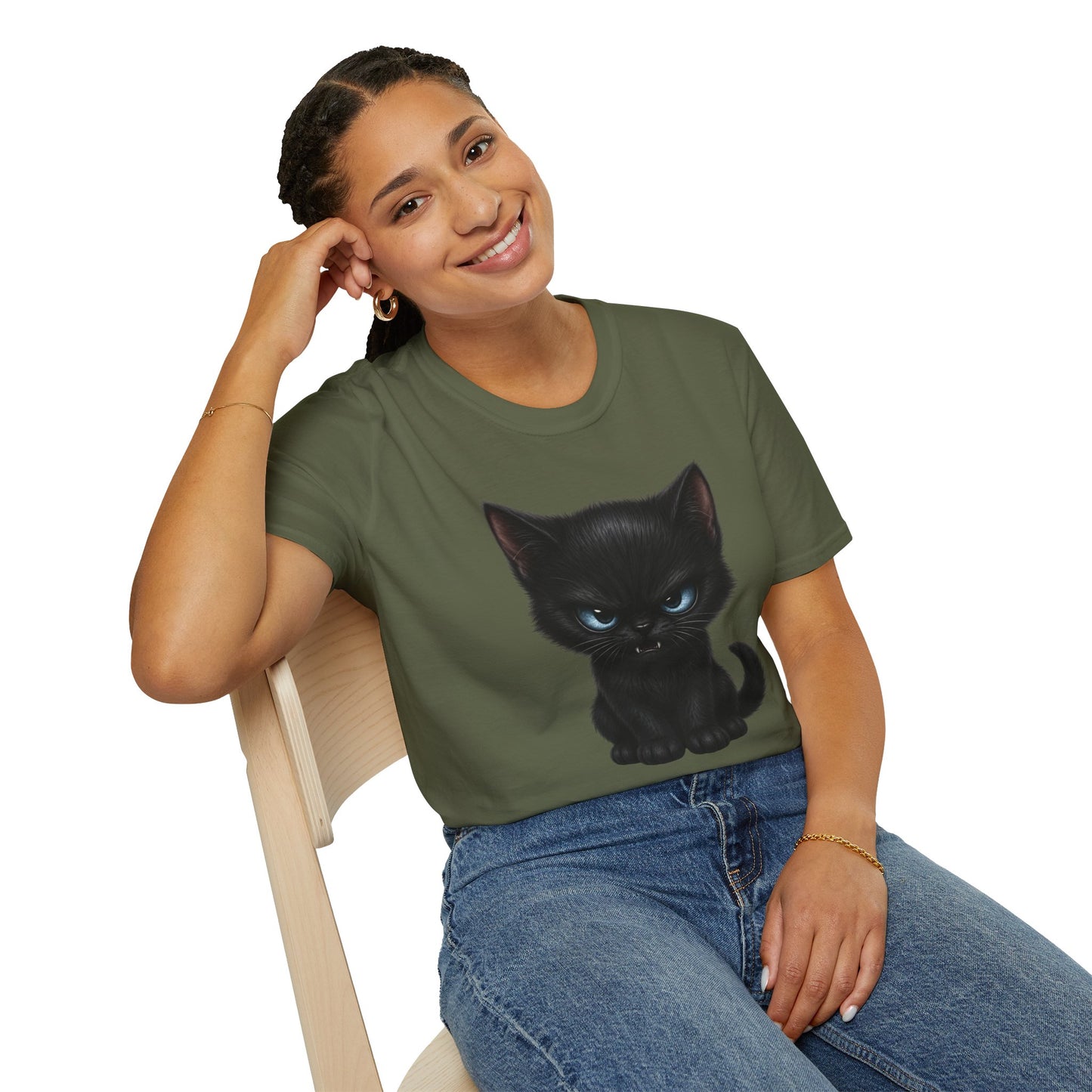 Black Angry Kitten T-Shirt — Cute Grumpy Cat Graphic Tee