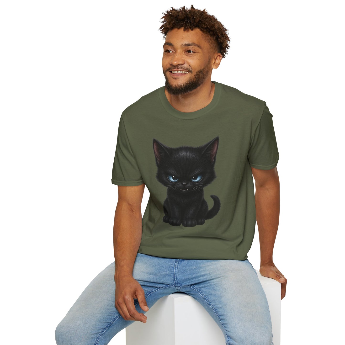 Black Angry Kitten T-Shirt — Cute Grumpy Cat Graphic Tee