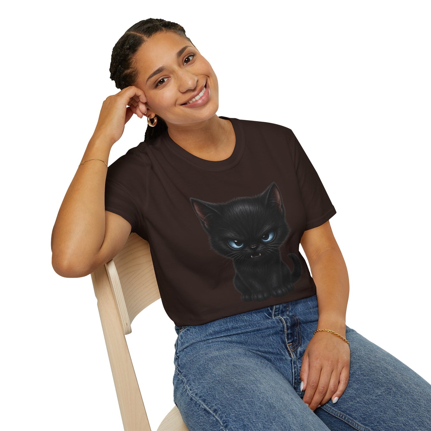 Black Angry Kitten T-Shirt — Cute Grumpy Cat Graphic Tee