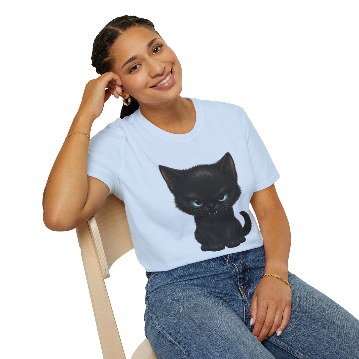 Black Angry Kitten T-Shirt — Cute Grumpy Cat Graphic Tee
