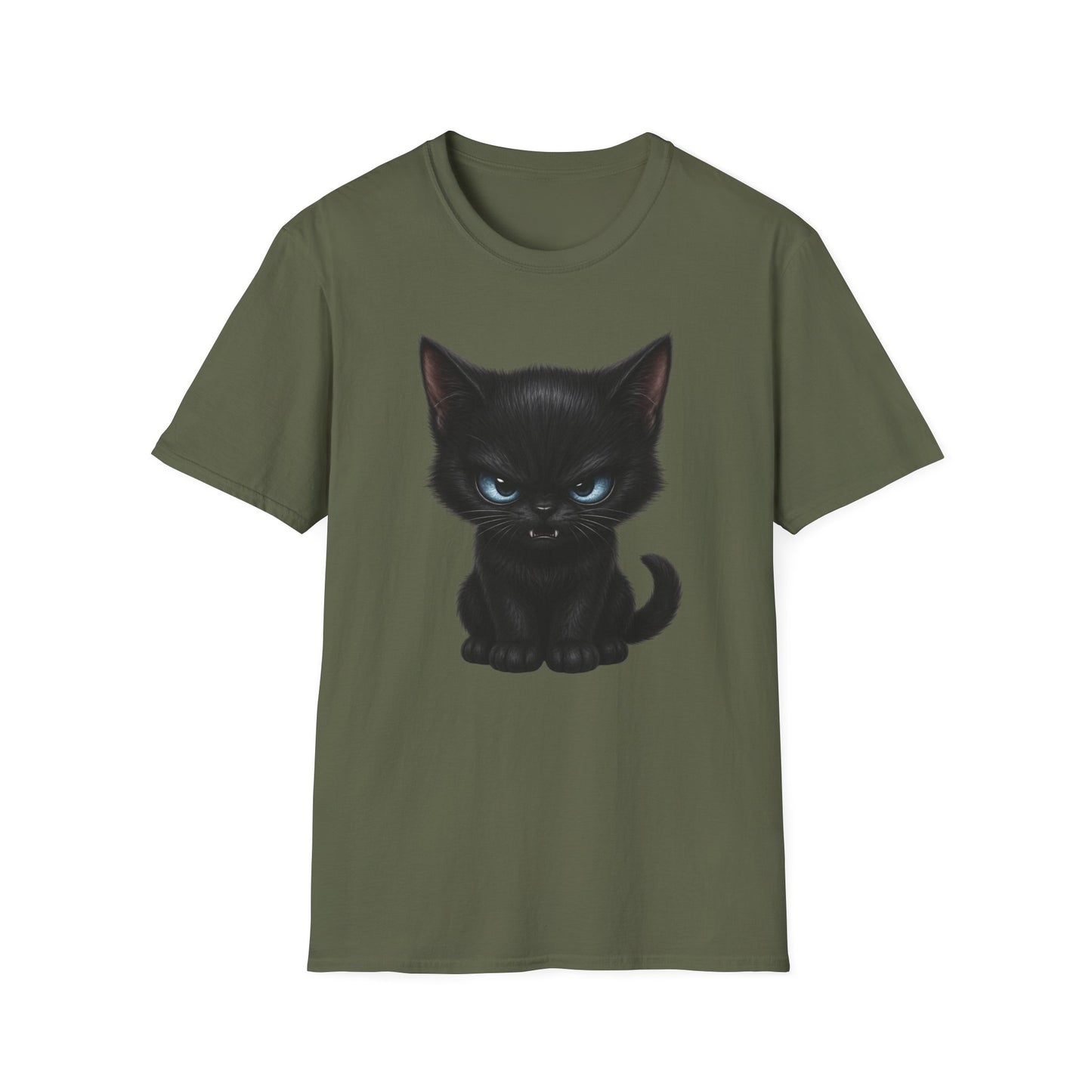Black Angry Kitten T-Shirt — Cute Grumpy Cat Graphic Tee