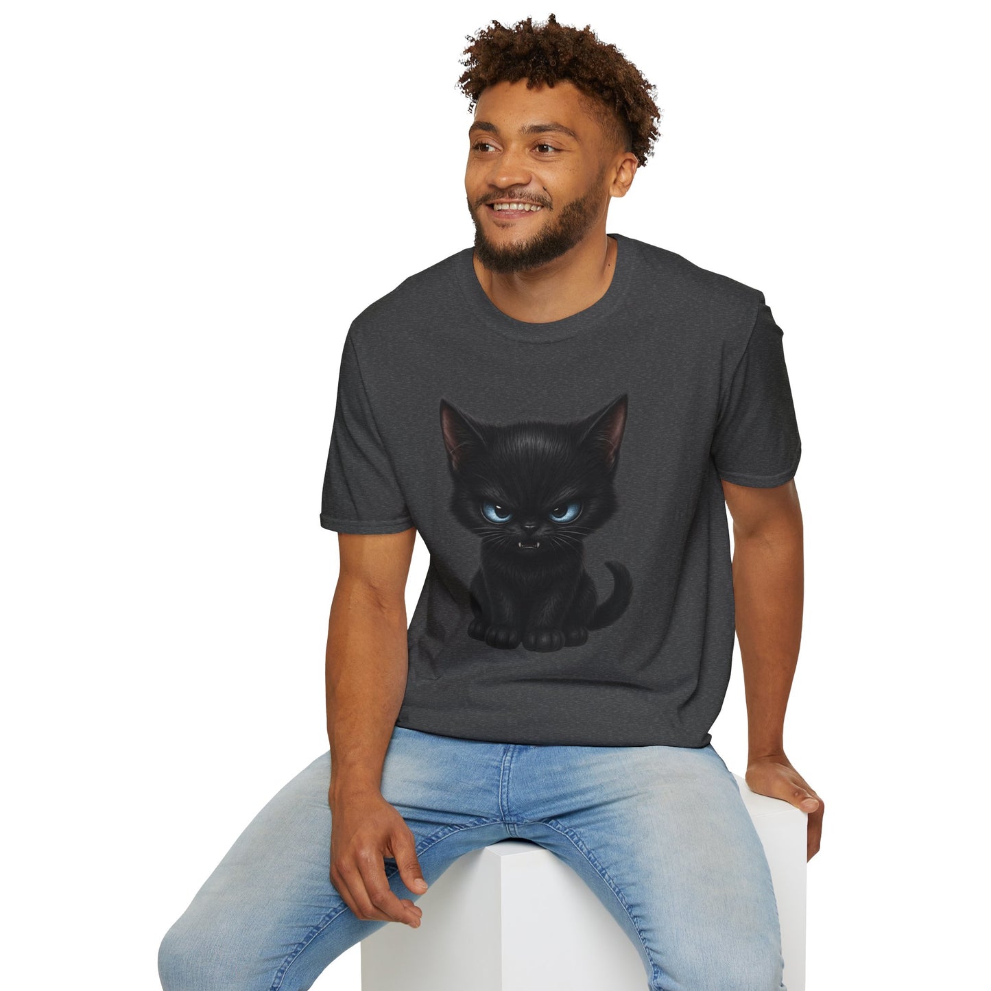 Black Angry Kitten T-Shirt — Cute Grumpy Cat Graphic Tee