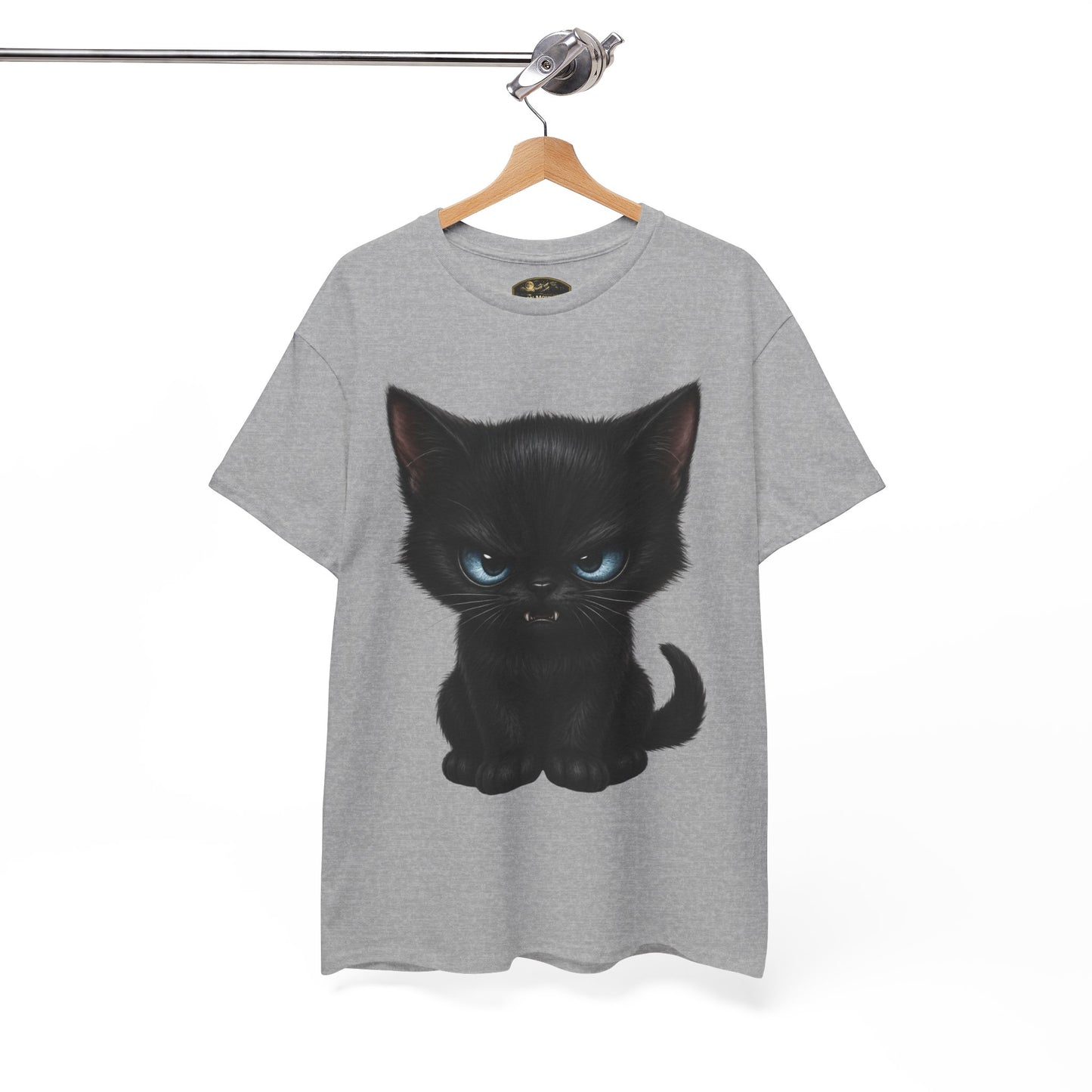 Tiny Midnight Mischief Cat T-Shirt | Blue-Eyed Black Kitten Graphic Tee | Cute Gothic Cat Shirt