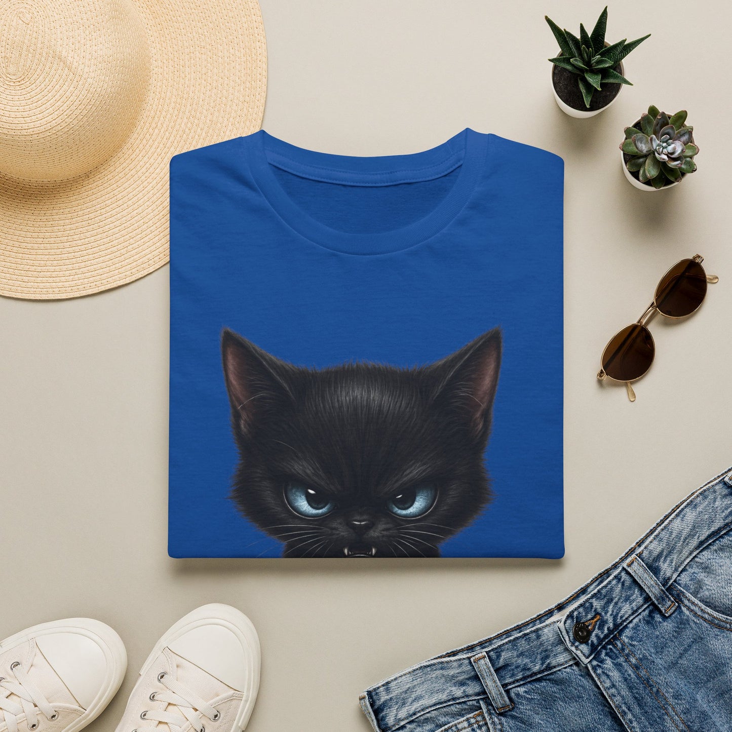 Black Angry Kitten T-Shirt — Cute Grumpy Cat Graphic Tee