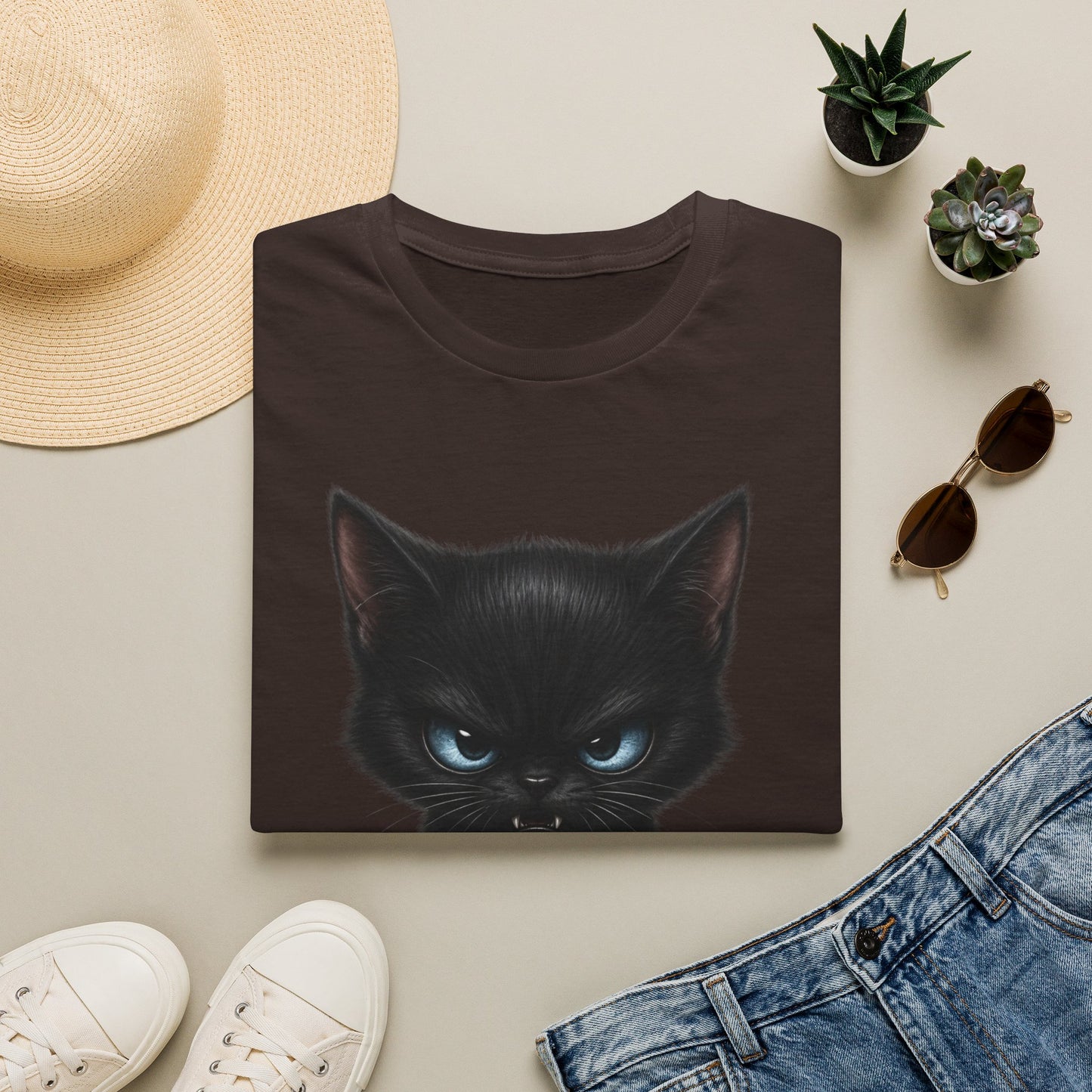 Black Angry Kitten T-Shirt — Cute Grumpy Cat Graphic Tee