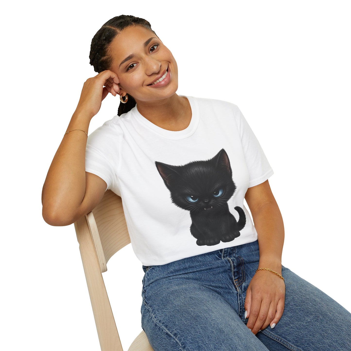 Black Angry Kitten T-Shirt — Cute Grumpy Cat Graphic Tee