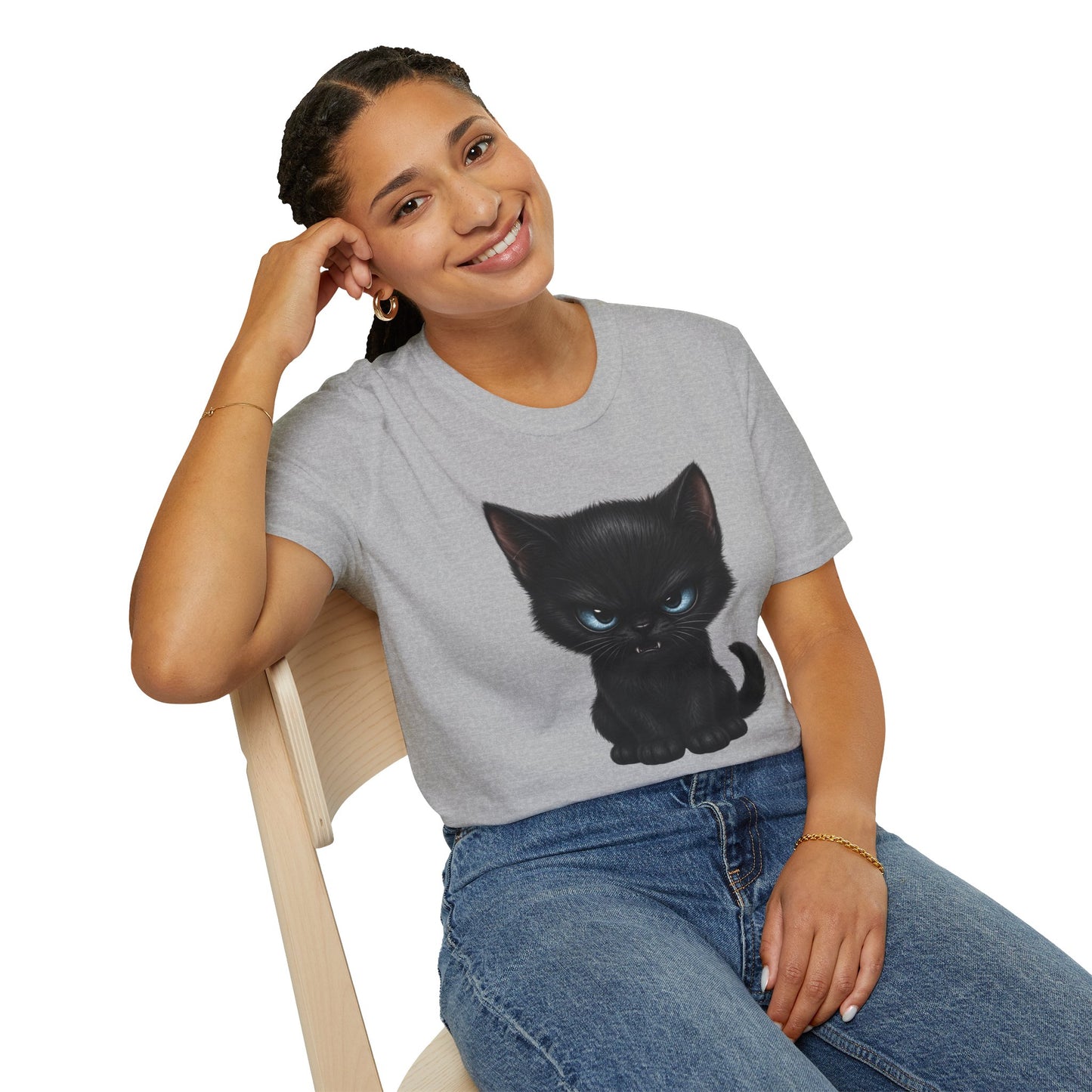 Black Angry Kitten T-Shirt — Cute Grumpy Cat Graphic Tee
