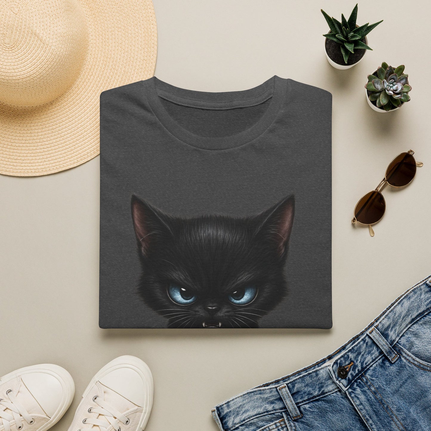 Black Angry Kitten T-Shirt — Cute Grumpy Cat Graphic Tee
