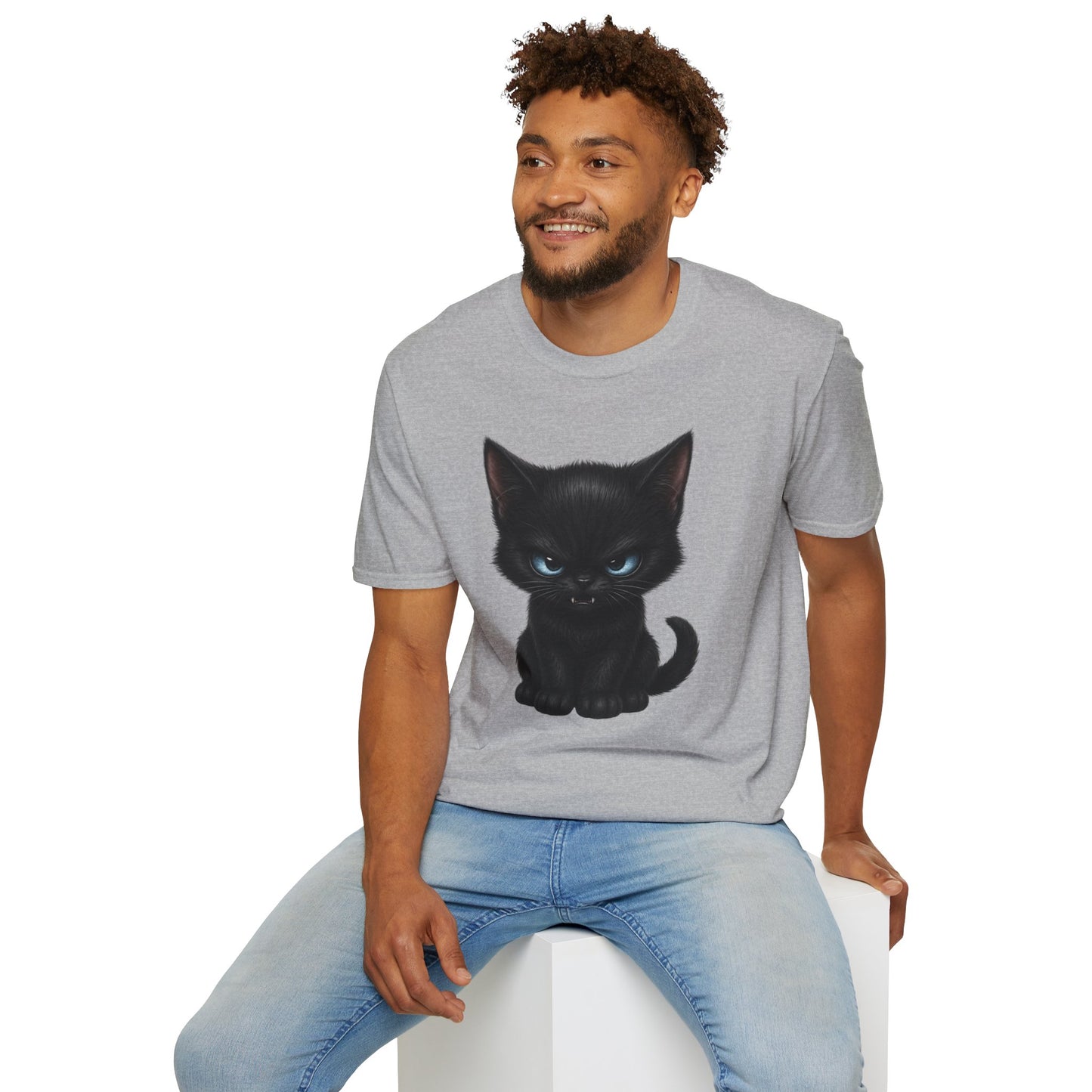 Black Angry Kitten T-Shirt — Cute Grumpy Cat Graphic Tee