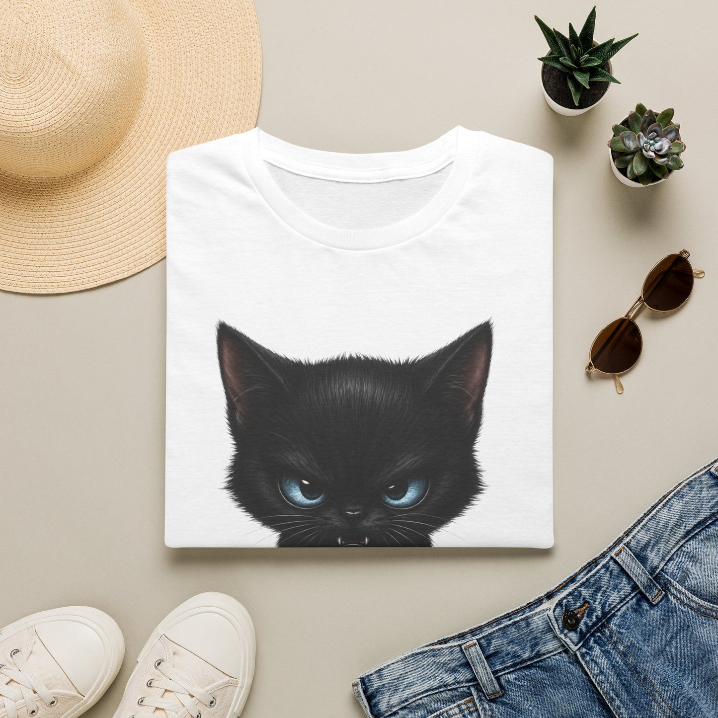 Black Angry Kitten T-Shirt — Cute Grumpy Cat Graphic Tee
