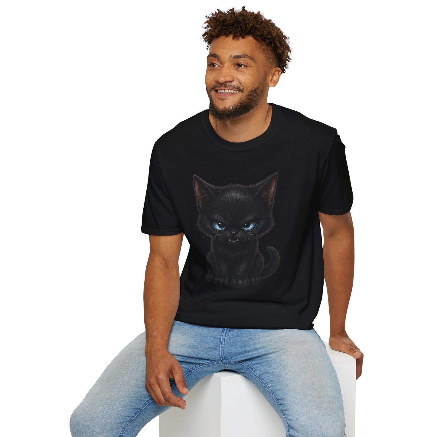 Black Angry Kitten T-Shirt — Cute Grumpy Cat Graphic Tee