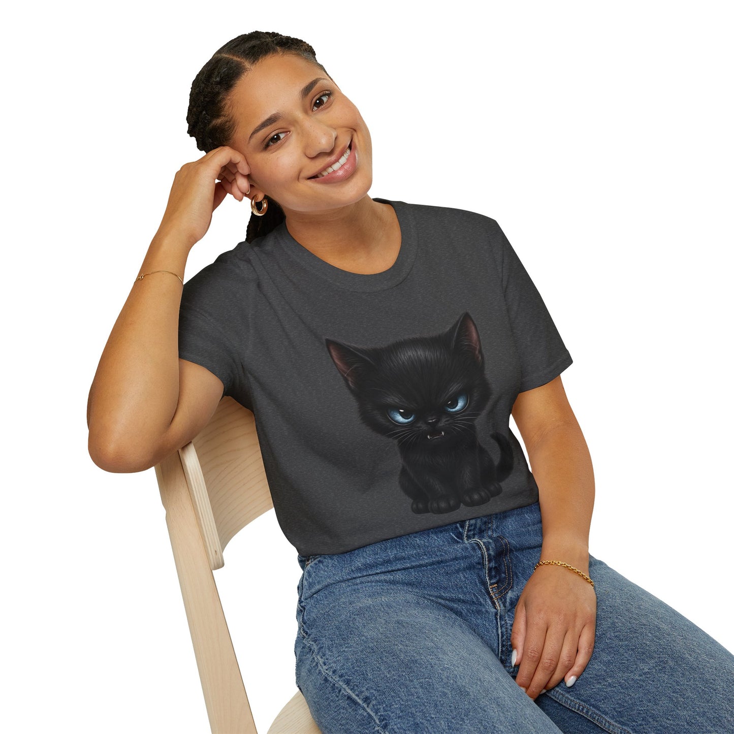 Black Angry Kitten T-Shirt — Cute Grumpy Cat Graphic Tee