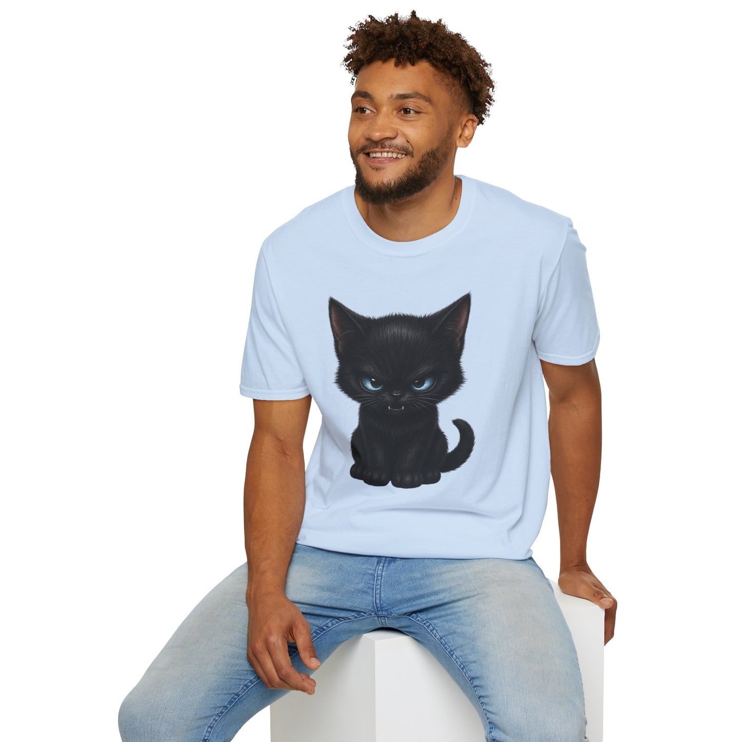 Black Angry Kitten T-Shirt — Cute Grumpy Cat Graphic Tee