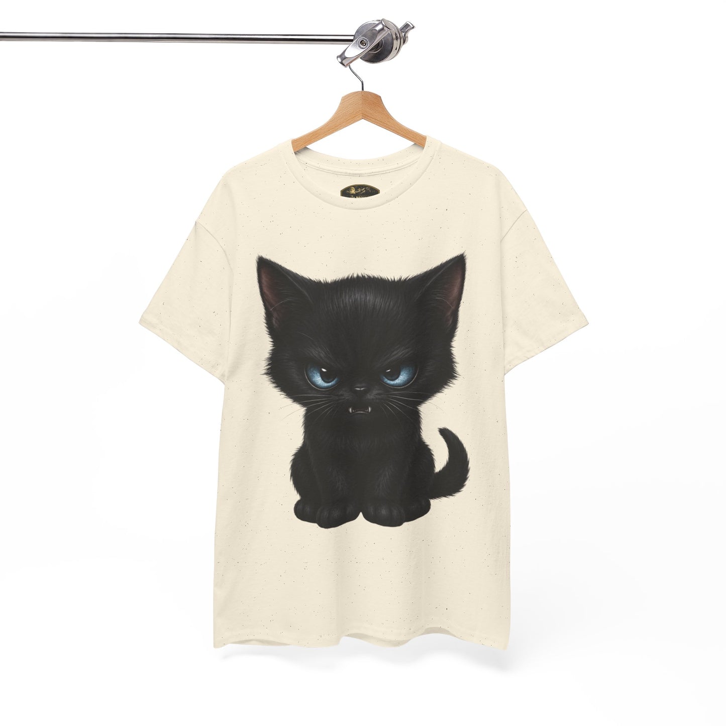 Tiny Midnight Mischief Cat T-Shirt | Blue-Eyed Black Kitten Graphic Tee | Cute Gothic Cat Shirt