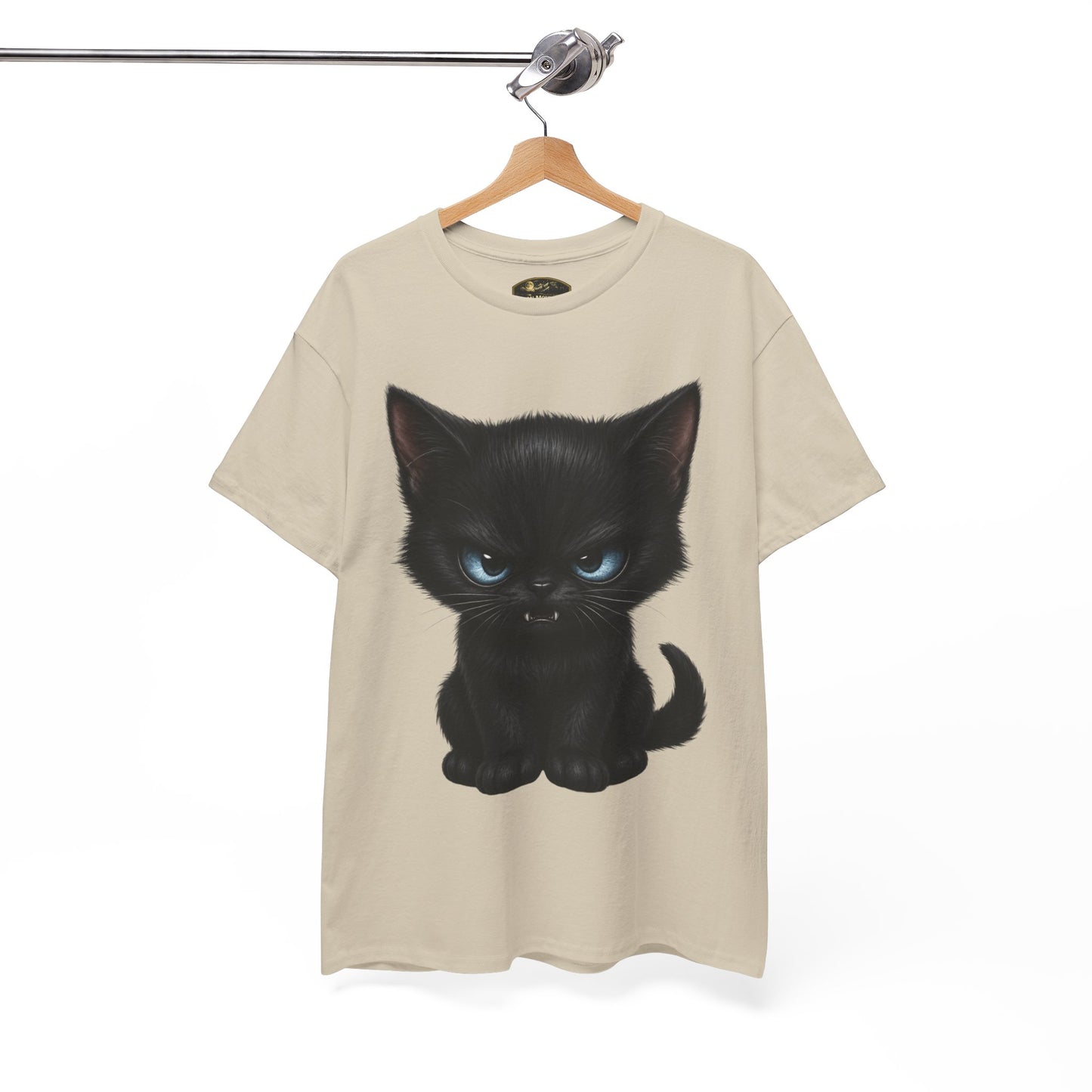 Tiny Midnight Mischief Cat T-Shirt | Blue-Eyed Black Kitten Graphic Tee | Cute Gothic Cat Shirt