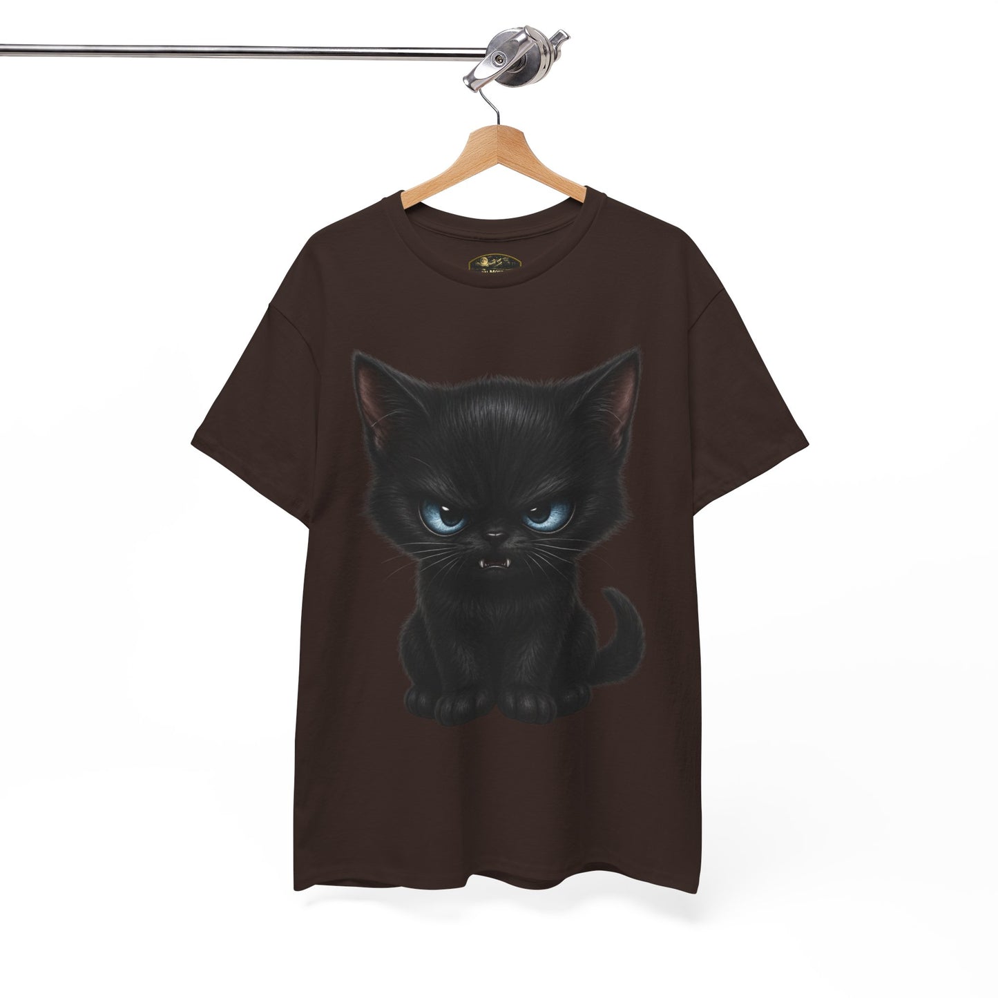 Tiny Midnight Mischief Cat T-Shirt | Blue-Eyed Black Kitten Graphic Tee | Cute Gothic Cat Shirt