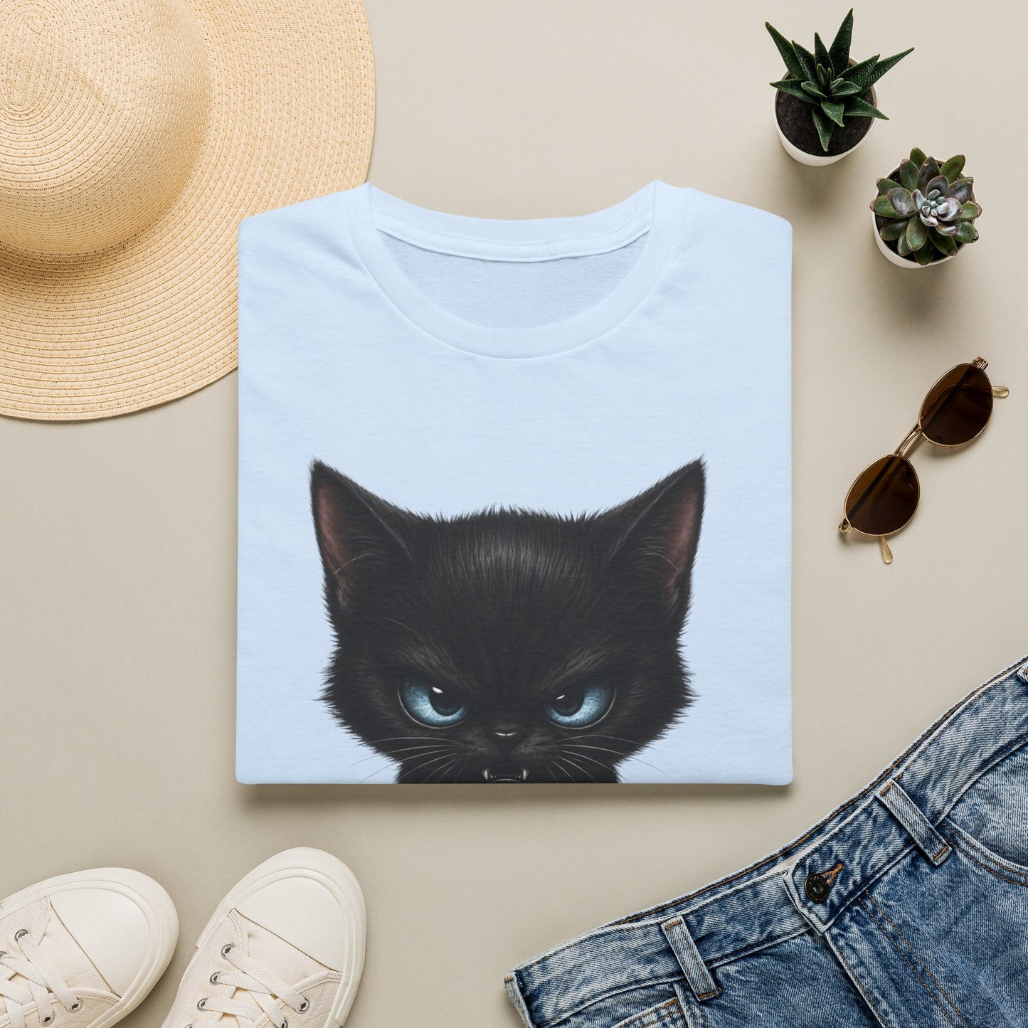 Black Angry Kitten T-Shirt — Cute Grumpy Cat Graphic Tee