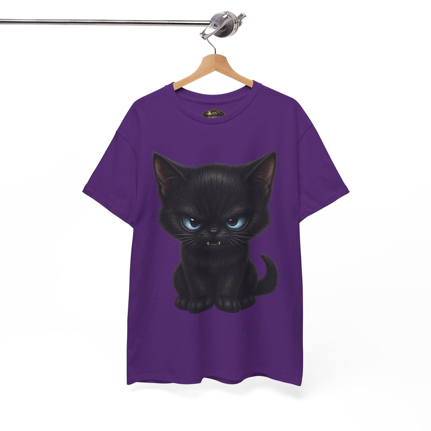 Tiny Midnight Mischief Cat T-Shirt | Blue-Eyed Black Kitten Graphic Tee | Cute Gothic Cat Shirt