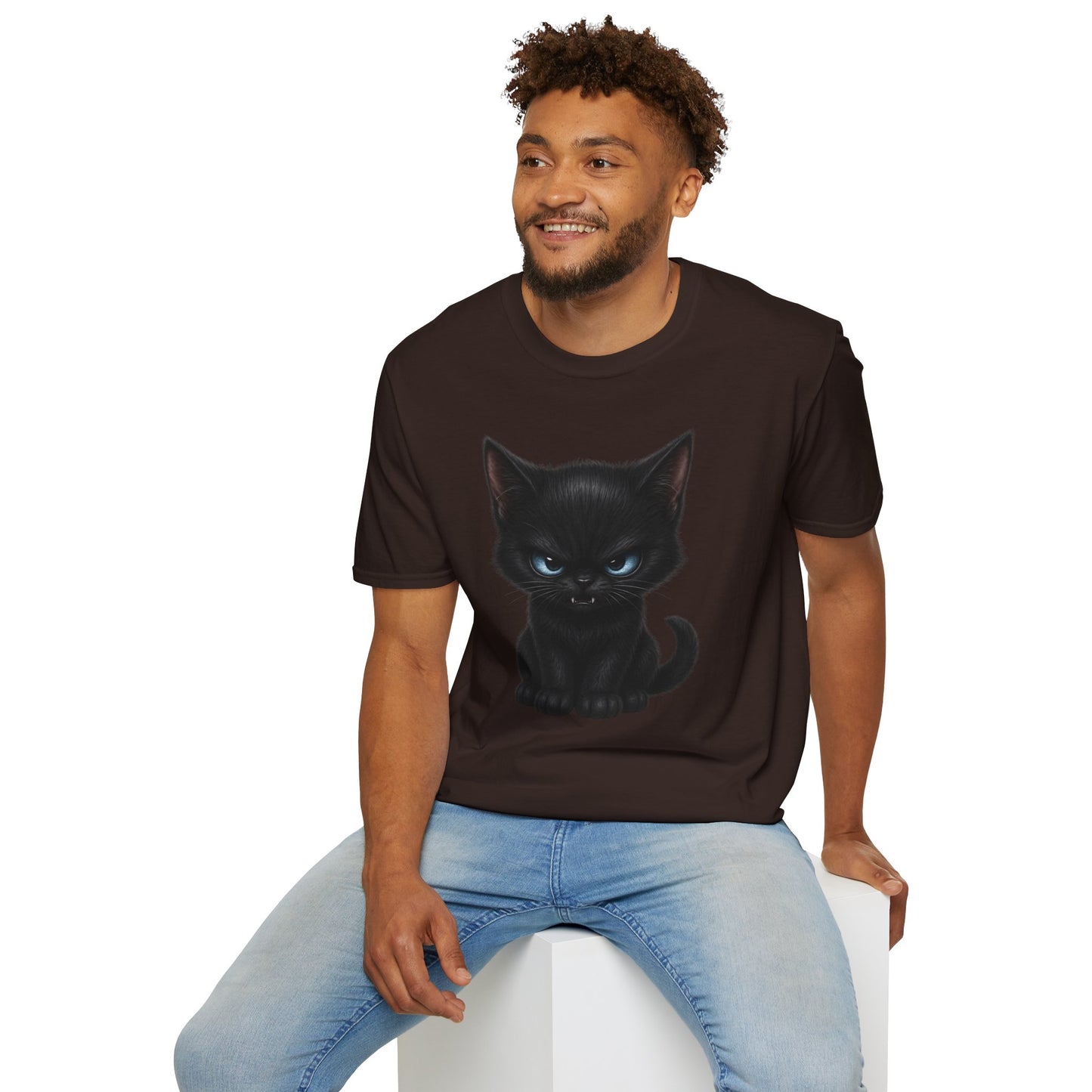 Black Angry Kitten T-Shirt — Cute Grumpy Cat Graphic Tee