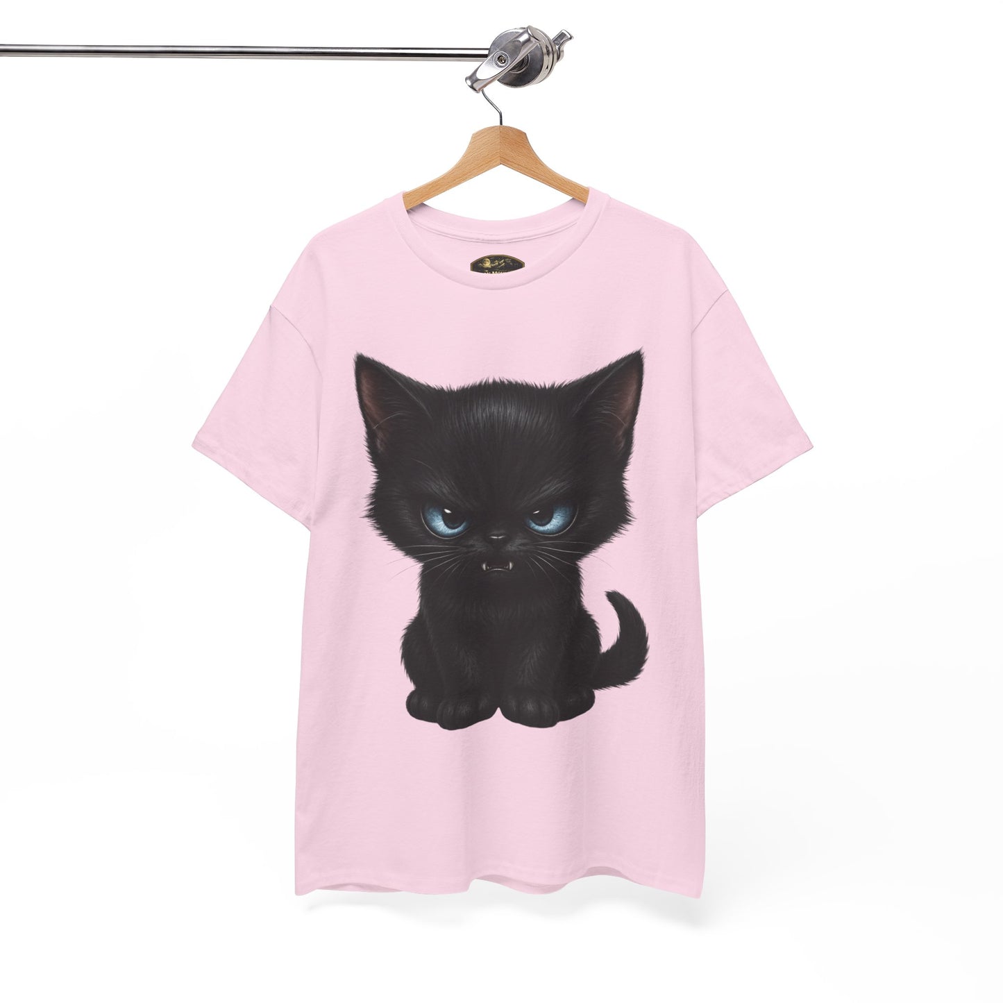 Tiny Midnight Mischief Cat T-Shirt | Blue-Eyed Black Kitten Graphic Tee | Cute Gothic Cat Shirt