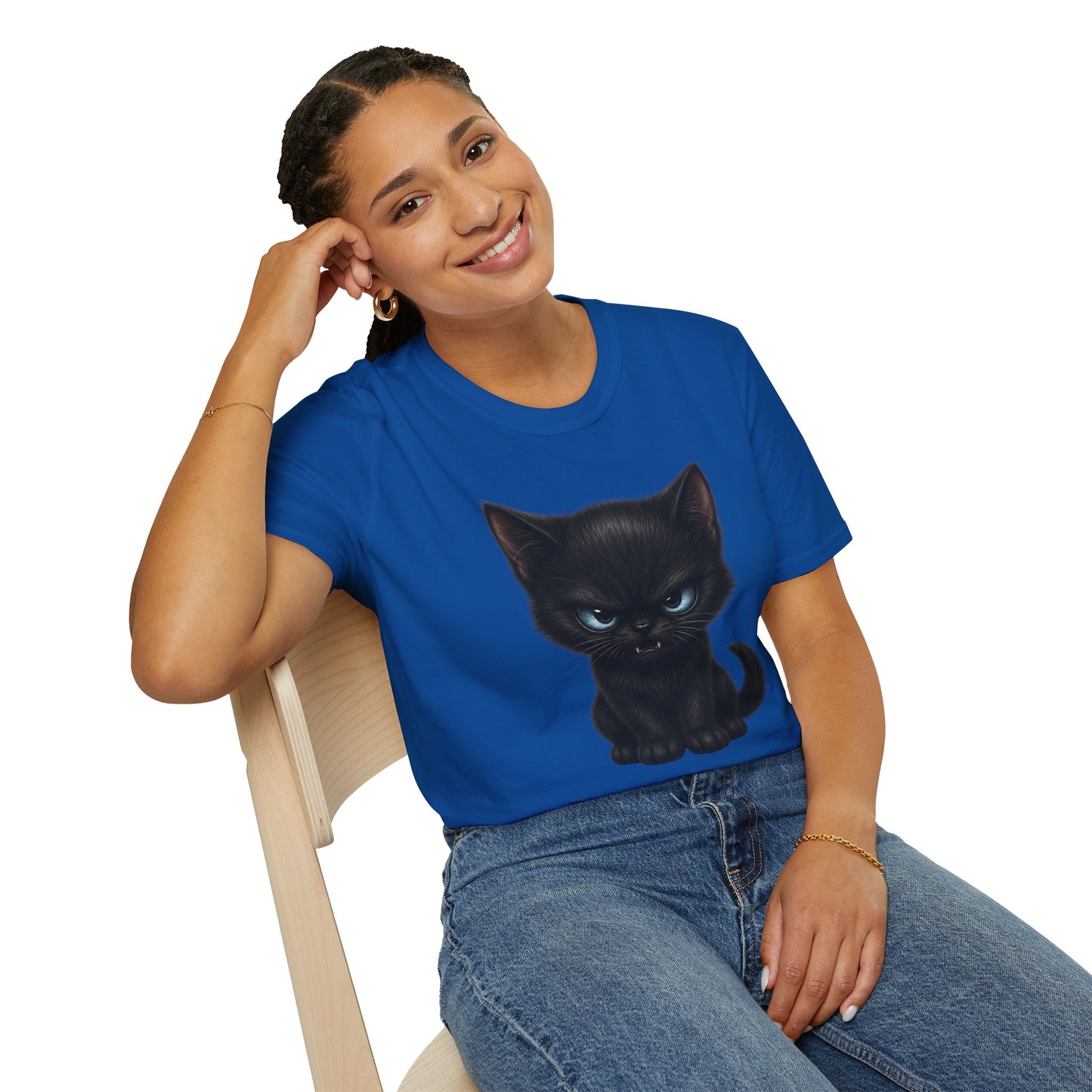 Black Angry Kitten T-Shirt — Cute Grumpy Cat Graphic Tee