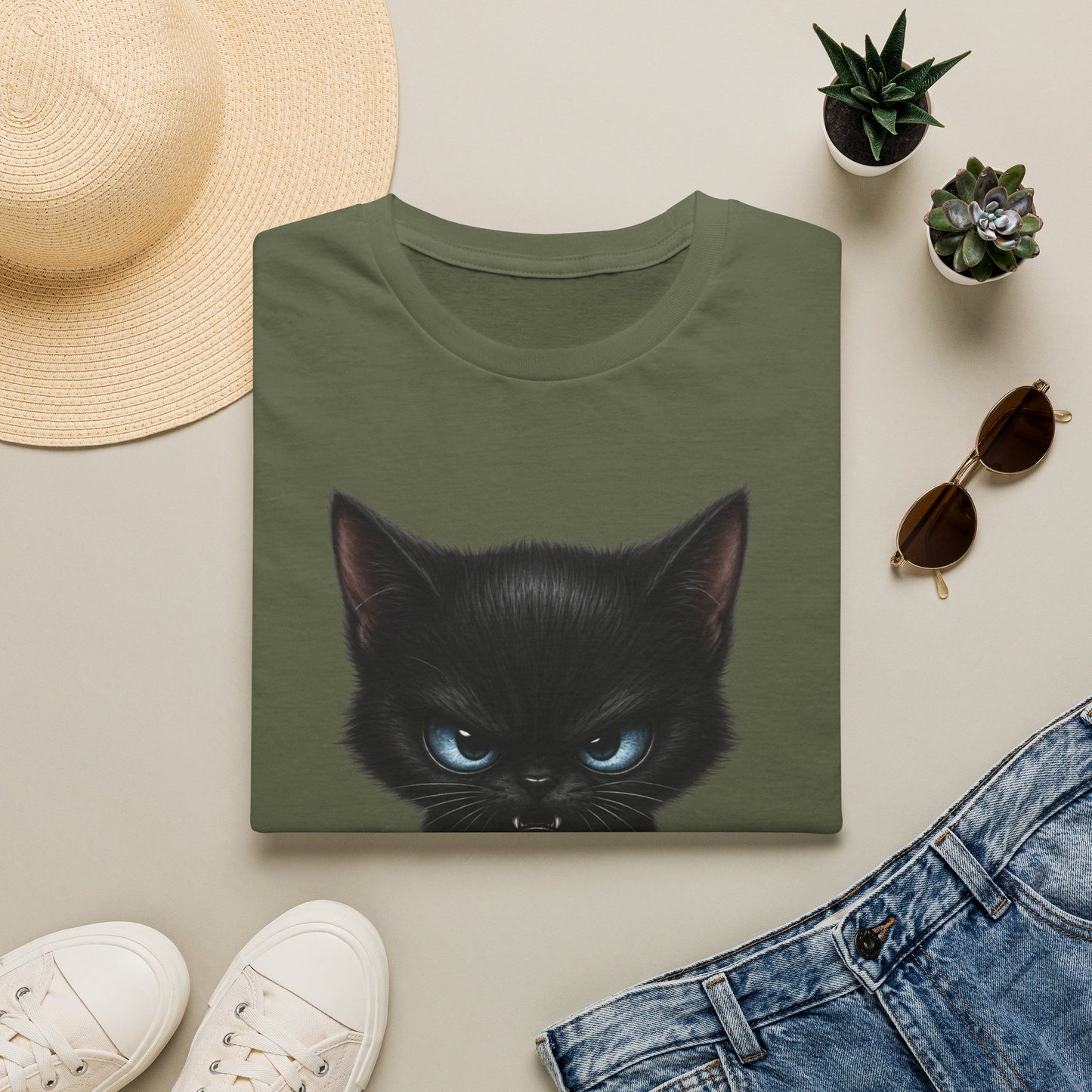 Black Angry Kitten T-Shirt — Cute Grumpy Cat Graphic Tee