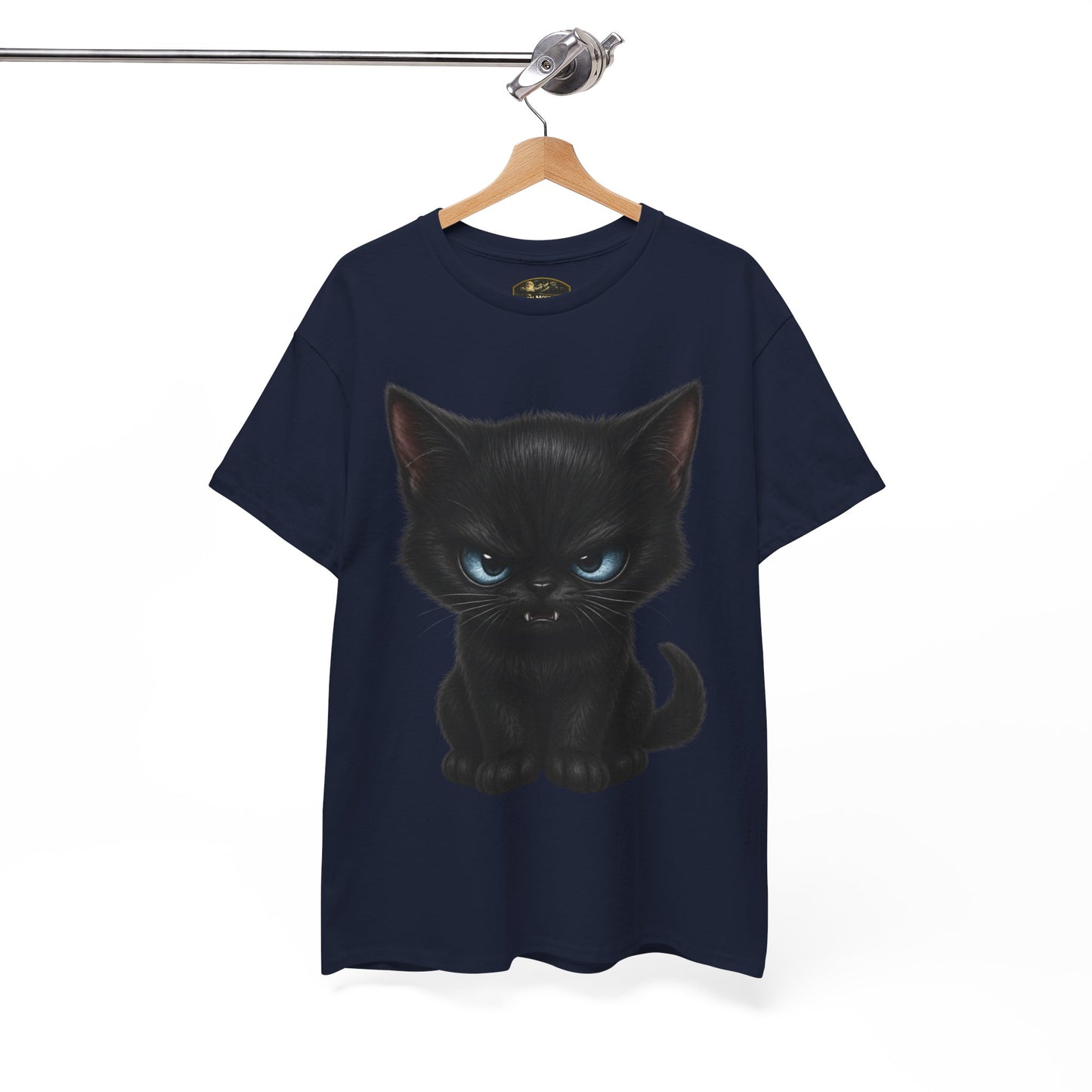 Tiny Midnight Mischief Cat T-Shirt | Blue-Eyed Black Kitten Graphic Tee | Cute Gothic Cat Shirt