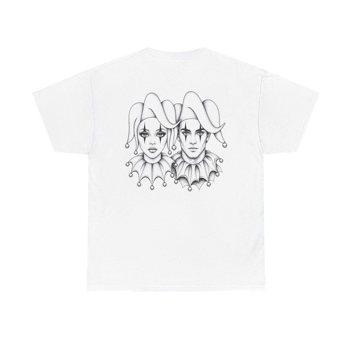 Clown Jester Faces T-Shirt — Gothic Harlequin Couple Tee